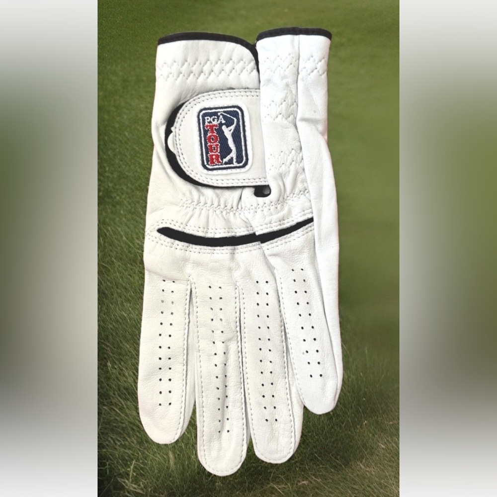 PGA TOUR NWT Men's Golf Glove Premium Cabretta Leather White M/L